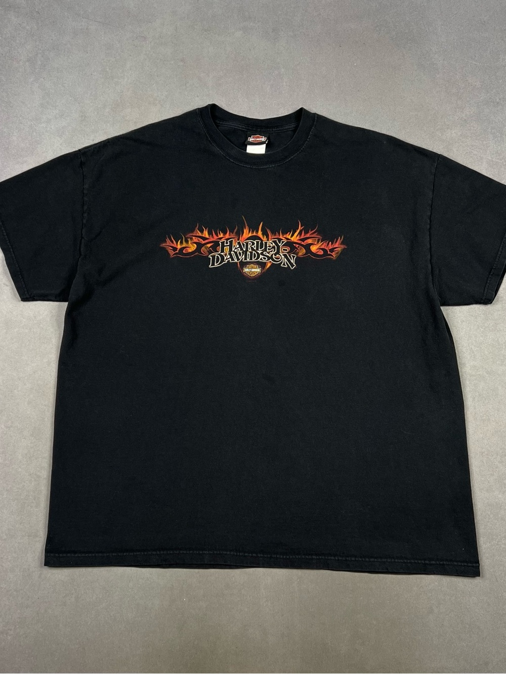 Harley-Davidson Black Tee with Orange-Red Flame Logo